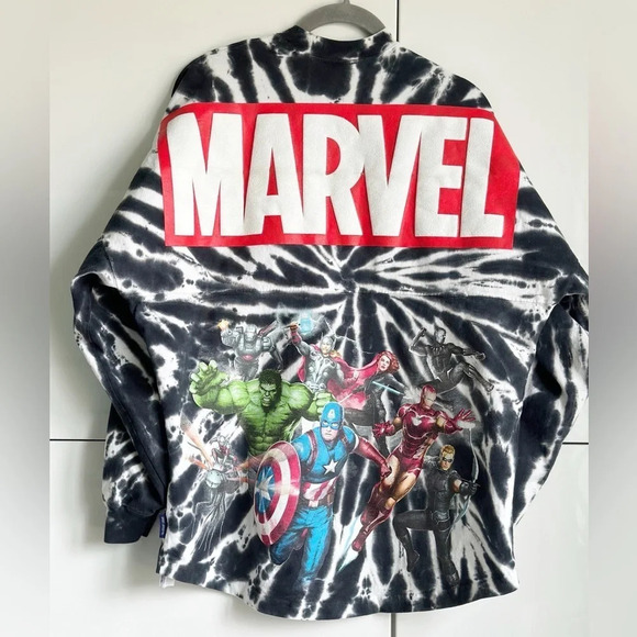 Marvel Tie-Dye Spirit Jersey for Adults Disney Avengers Size Small Black White - Picture 2 of 9